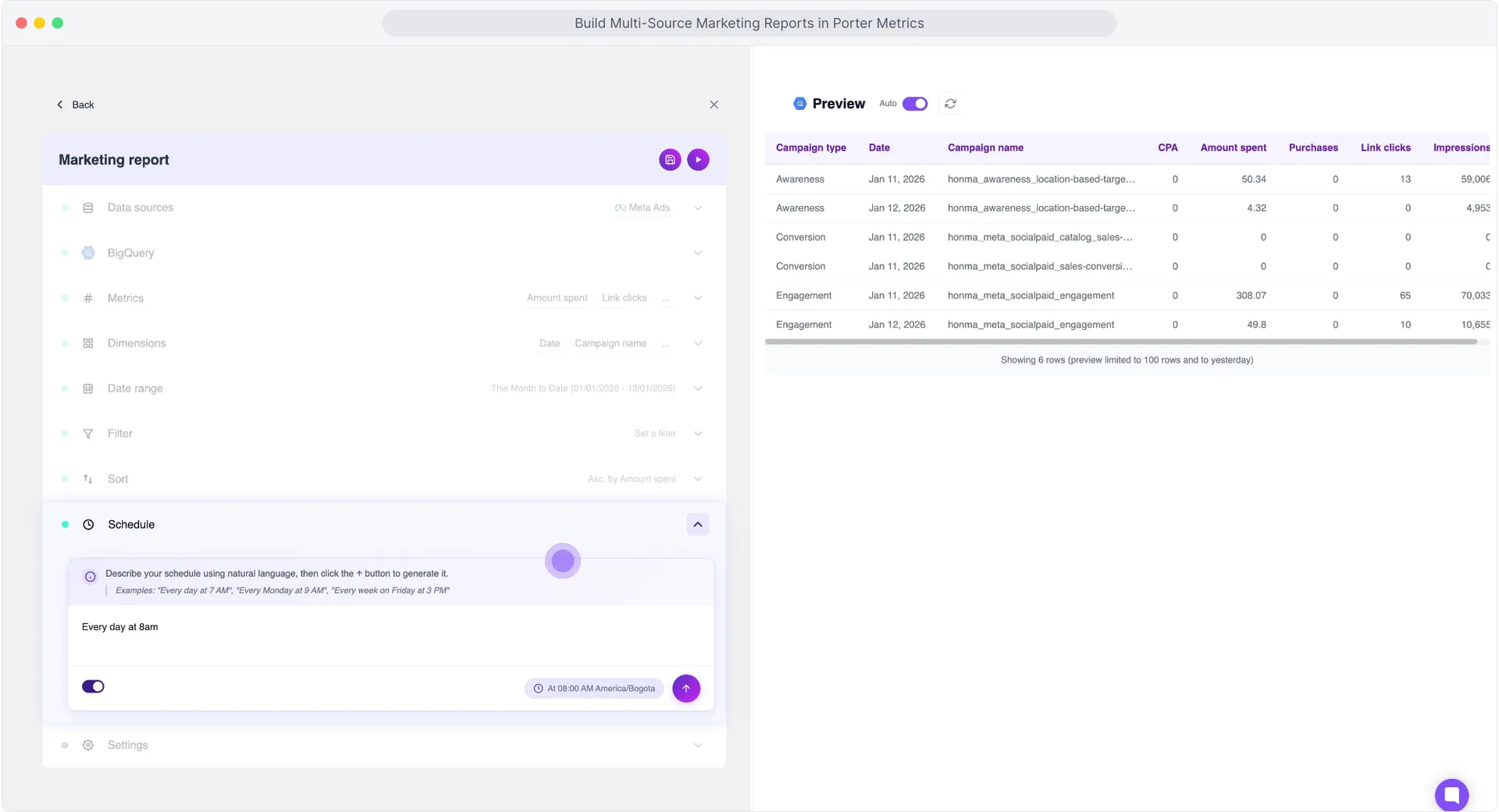 Schedule data refreshes with AI interface showing automated refresh settings